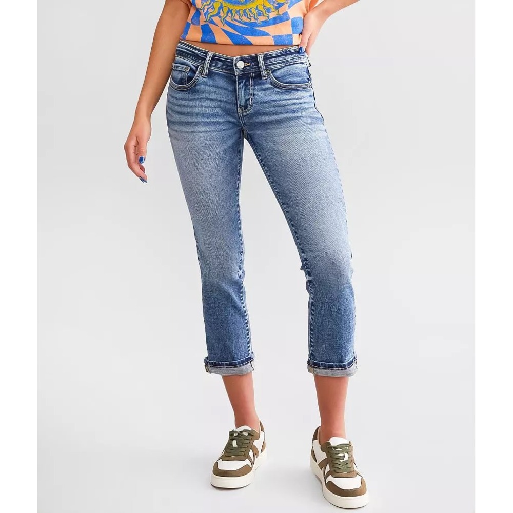 BKE Stella Low Rise Capri Jeans Medium Wash Cropped Denim Size 28